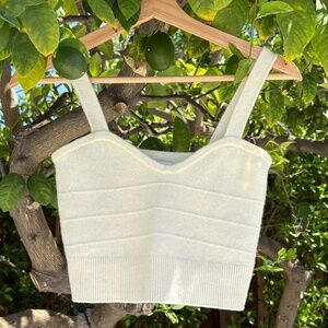100% Wool Ivory Cropped Knot Tank Top